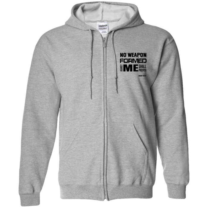 No Weapon Formed Against Me Shall Prosper Men’s Zip Up Hooded Sweatshirt