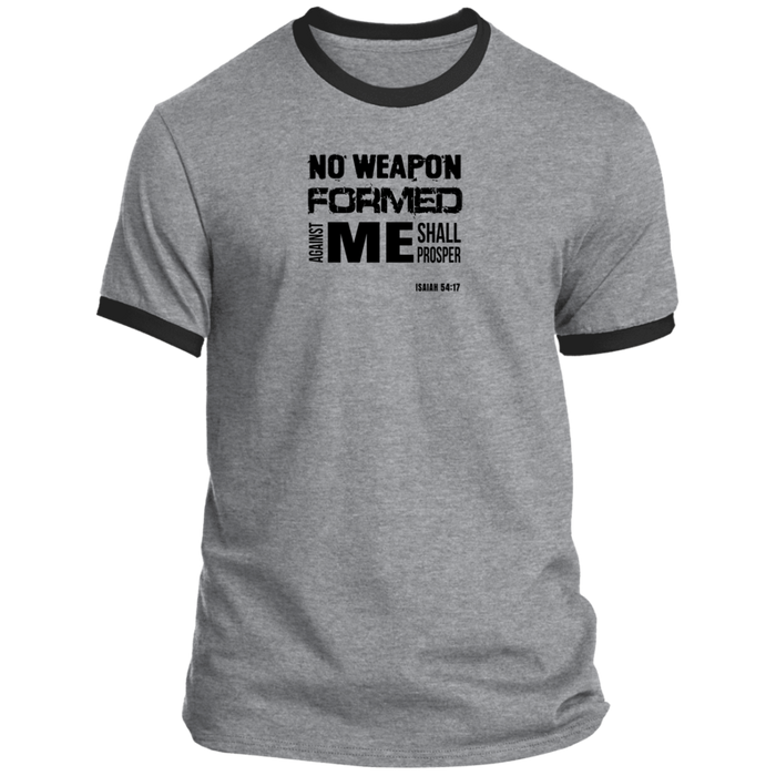 No Weapon Formed Against Me Shall Prosper Men’s Ringer Tee