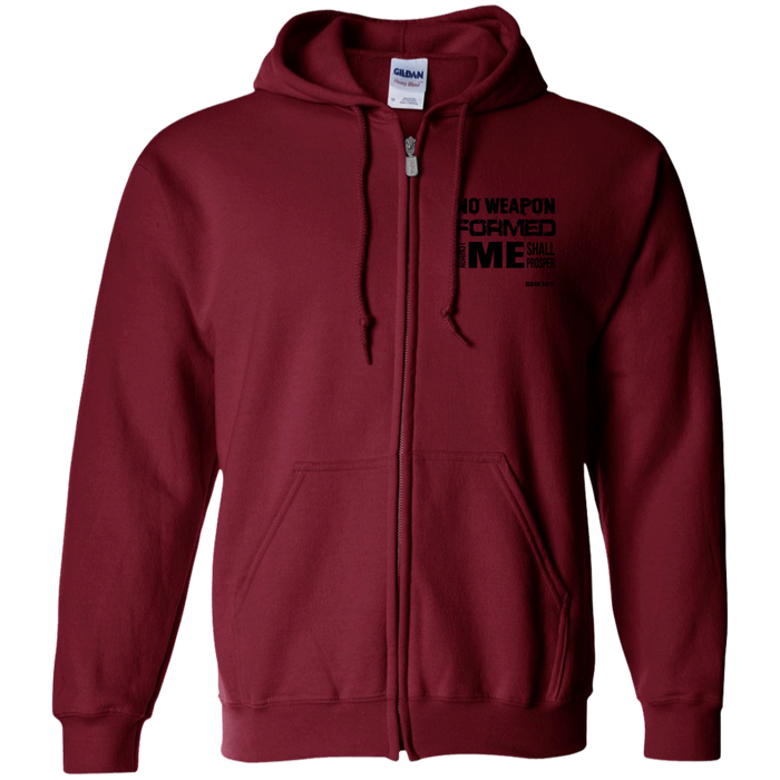 No Weapon Formed Against Me Shall Prosper Men’s Zip Up Hooded Sweatshirt